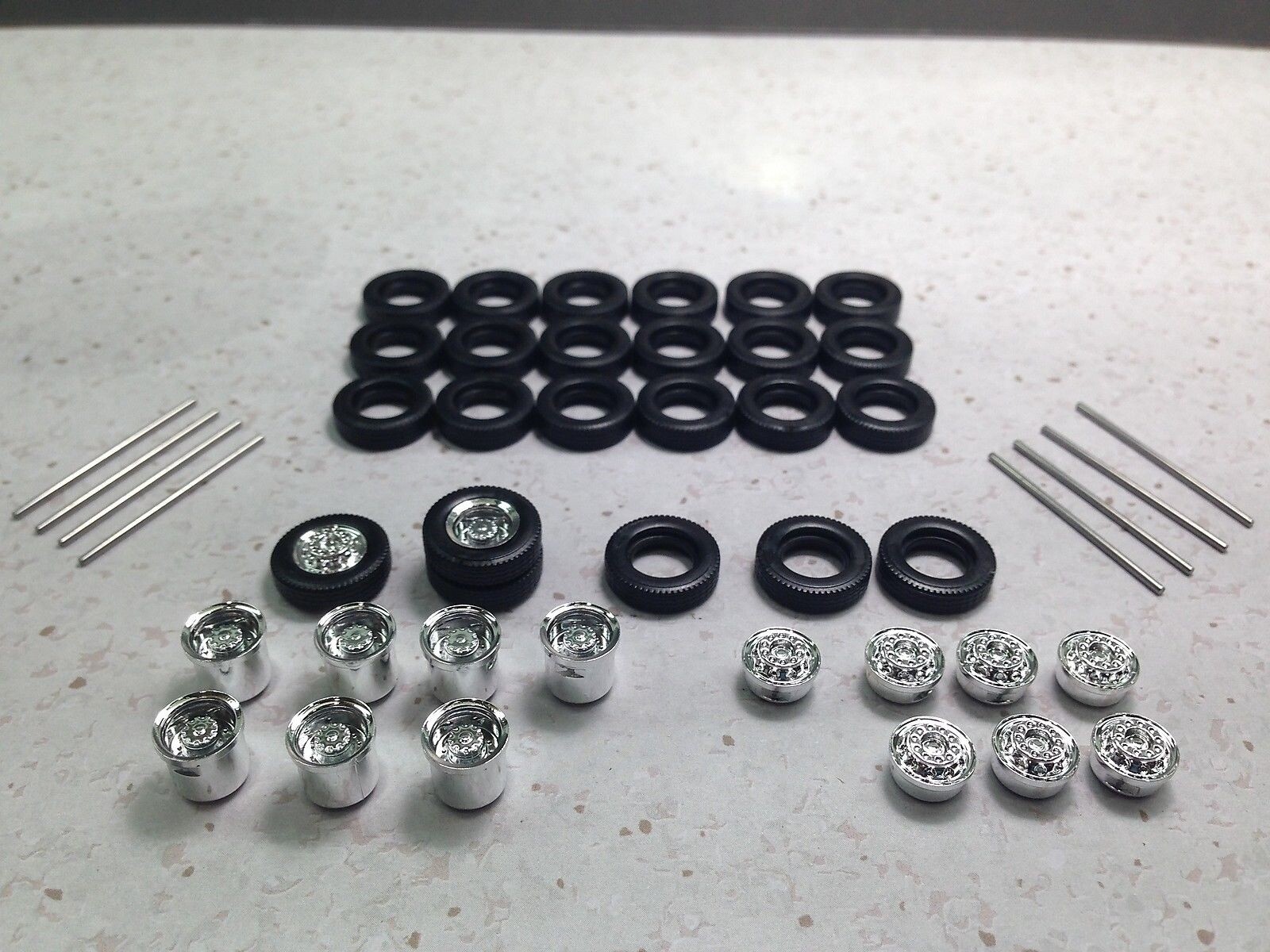 HO 1:87 Promotex # 5462 Chrome Wheels, Planetary Hubs, 4 fronts, 4 rears