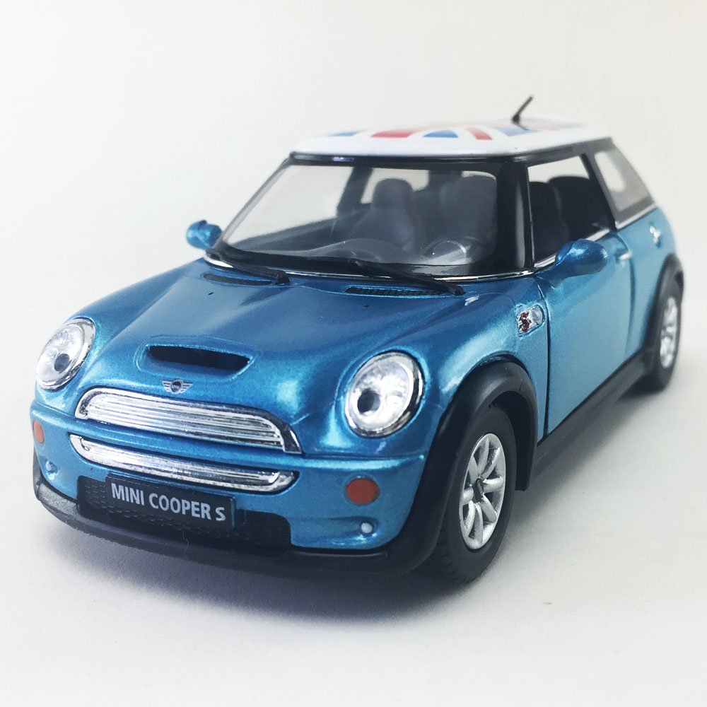 New 5″ Kinsmart Mini Cooper S British Flag Diecast Model Toy 1:28 Blue