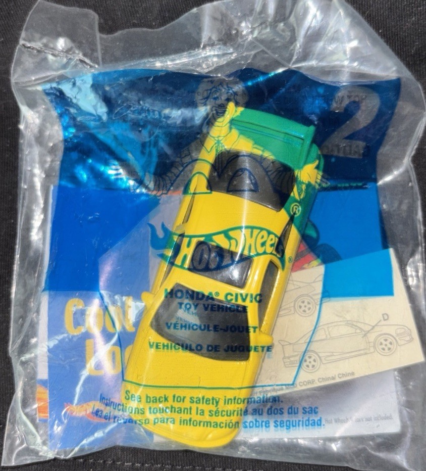 Rare 2001 Hot Wheels McDonald’s Happy Meal Honda Civic Yellow Sealed New