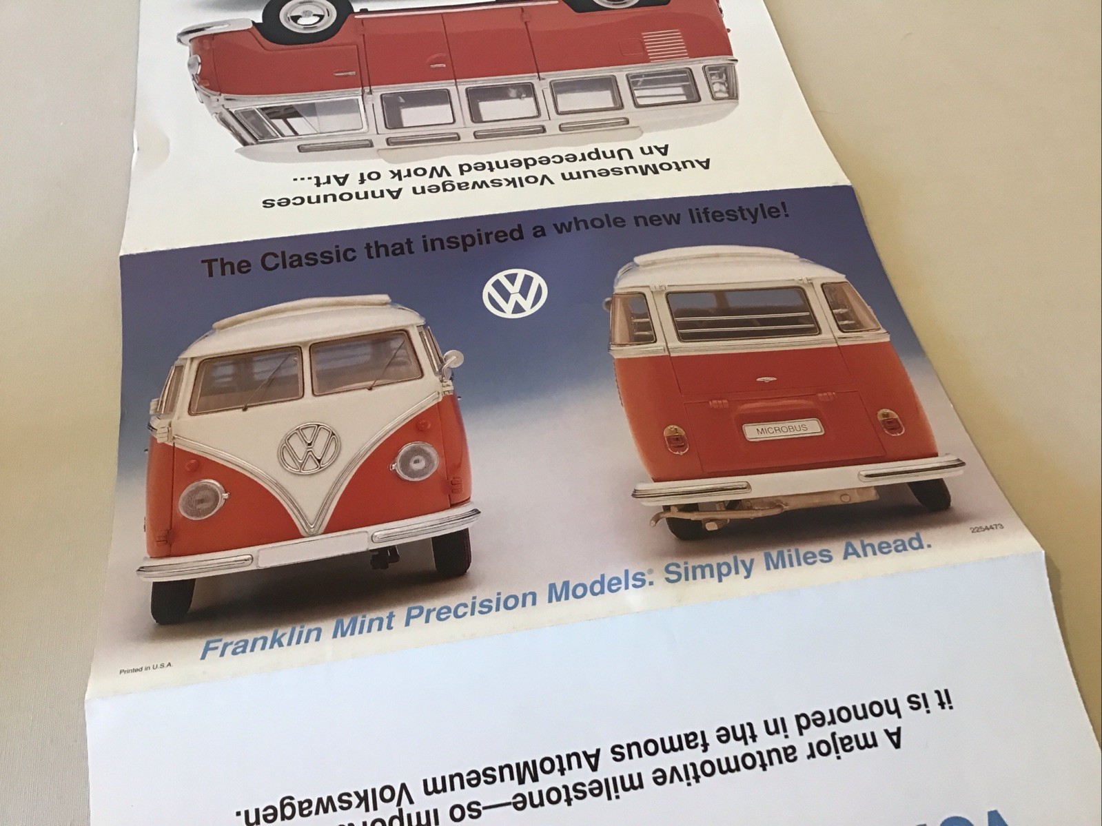 Franklin Mint 1962 Volkswagen Microbus Rare Brochure Paperwork Only 1:24