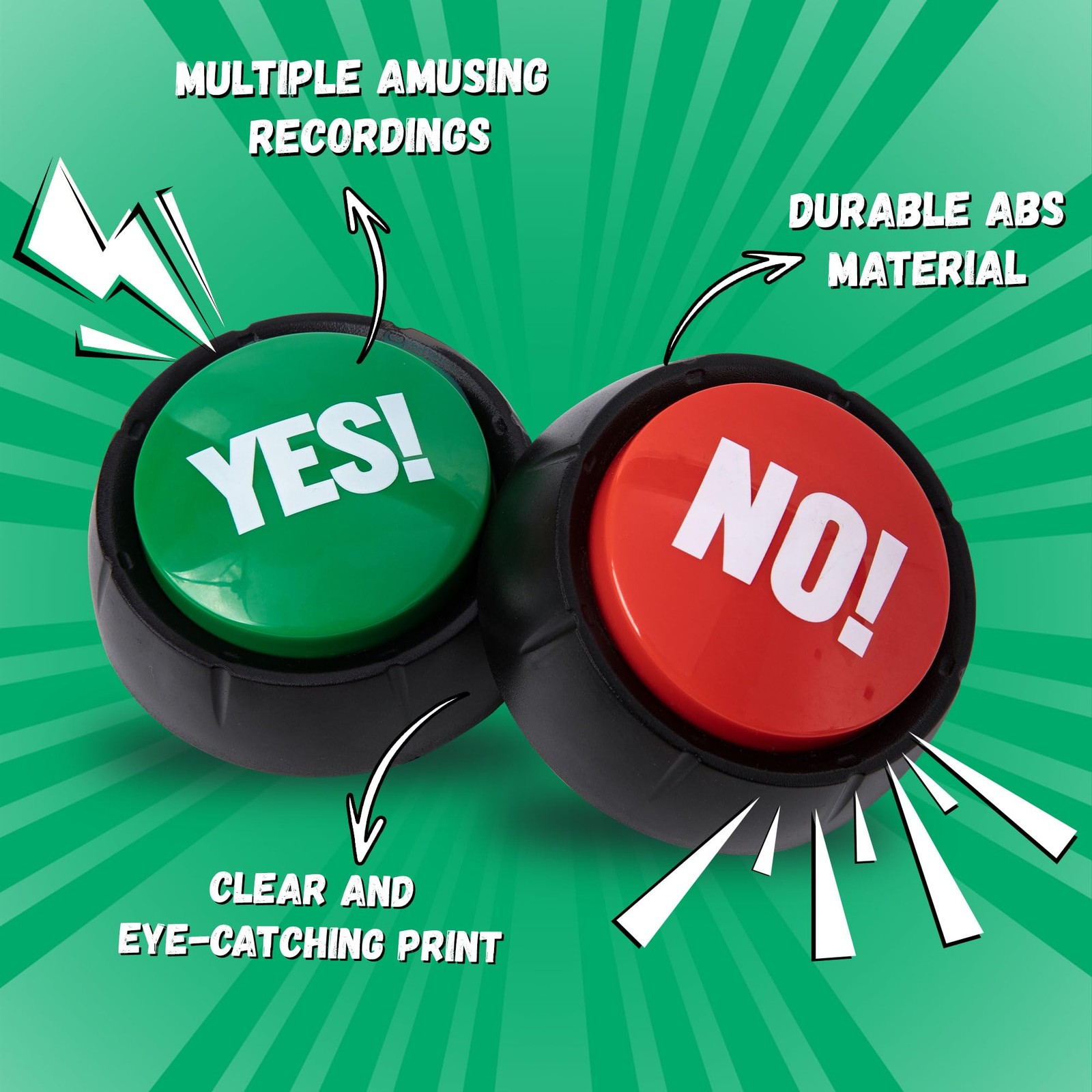 Yes Button and No Button with Sound 2 Pack Buzzers for Trivia Games and Famil…