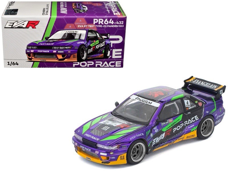 POP RACE 1:64 Nissan Silvia S13 EVA RT Test Type-01 Pandem – New Sealed Diecast