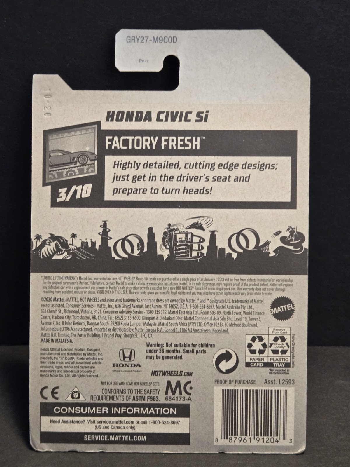 Hot Wheels Factory Fresh Honda Civic Si Blue Diecast 1:64 2020 Unopened
