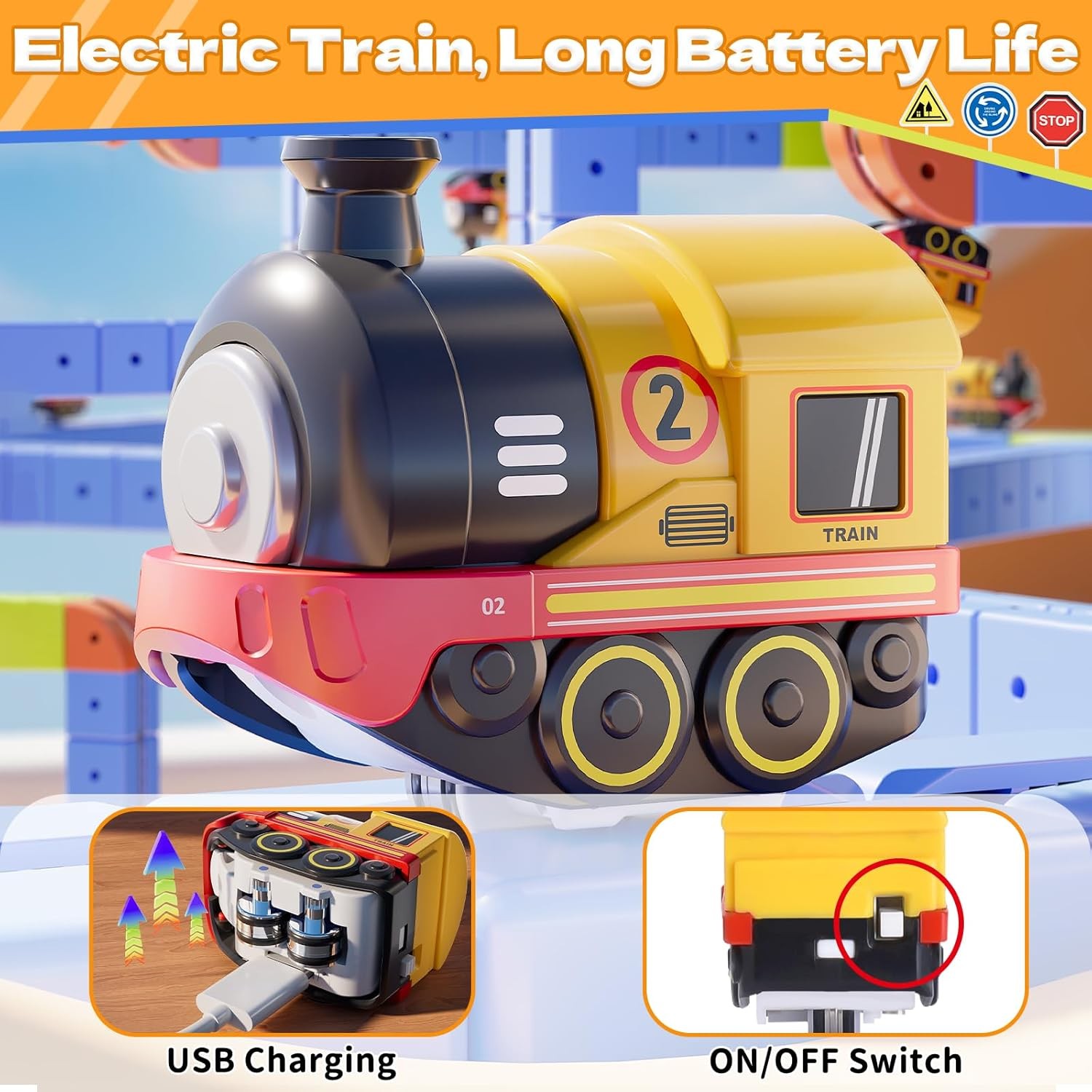 101Pcs DIY Buildable Train Track Set Rechargeable Electric Train Building Blocks