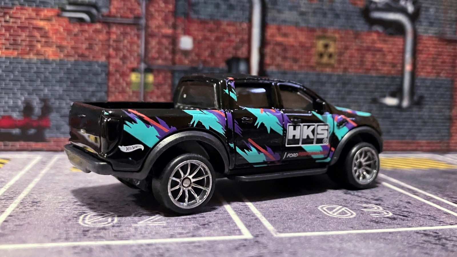 CUSTOM Black ’19 Ford Ranger Raptor • Chrome Real Riders • Hot Wheels • HKS