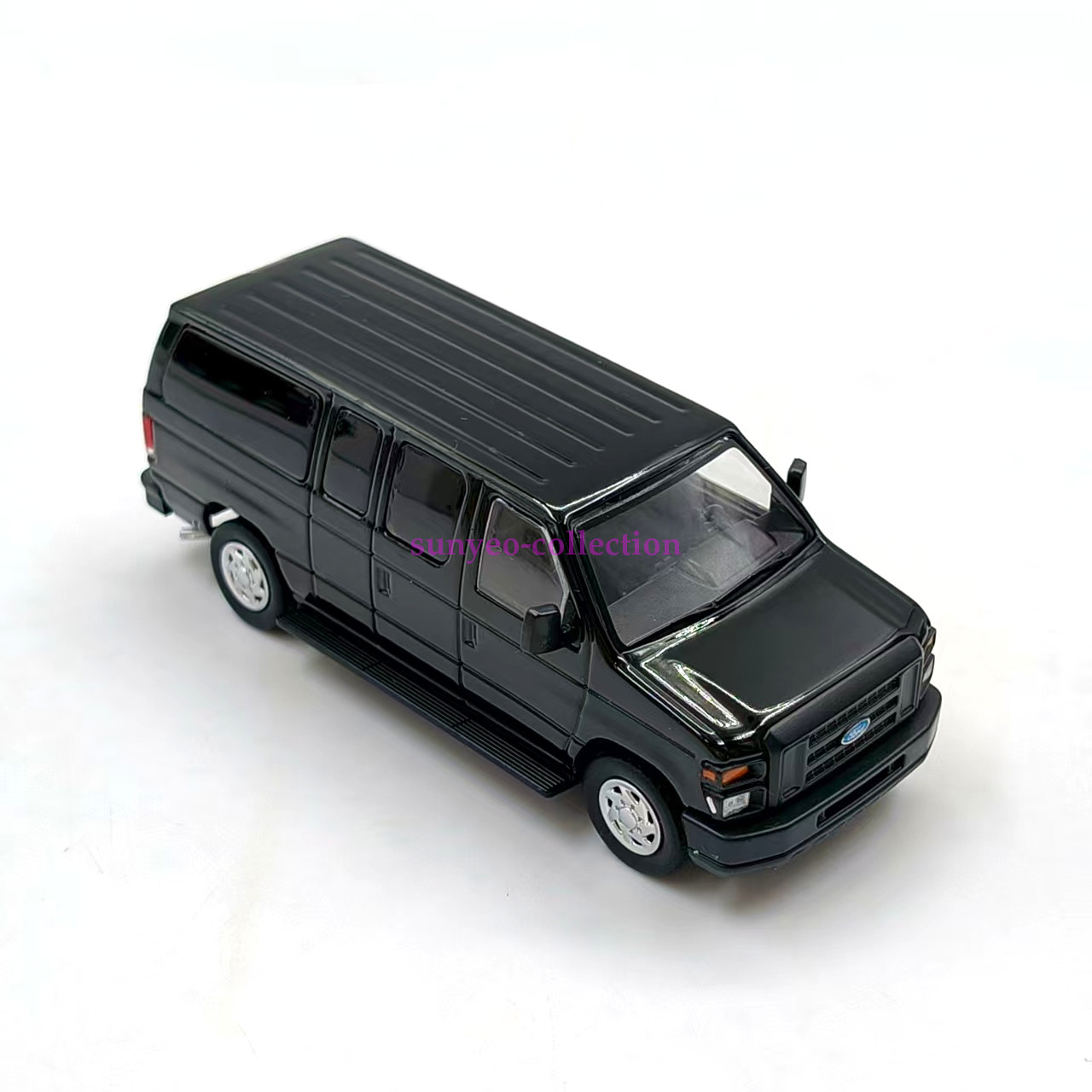 1:64 Ford E350 Van Black Unmarked Undercover Alloy Die-Cast Model Car