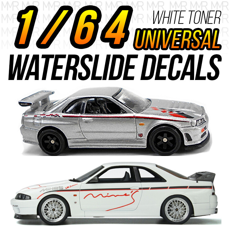 1/64 Scale GTR NISMO / MINE’S Custom White Toner Universal WaterSlide Decal Hot