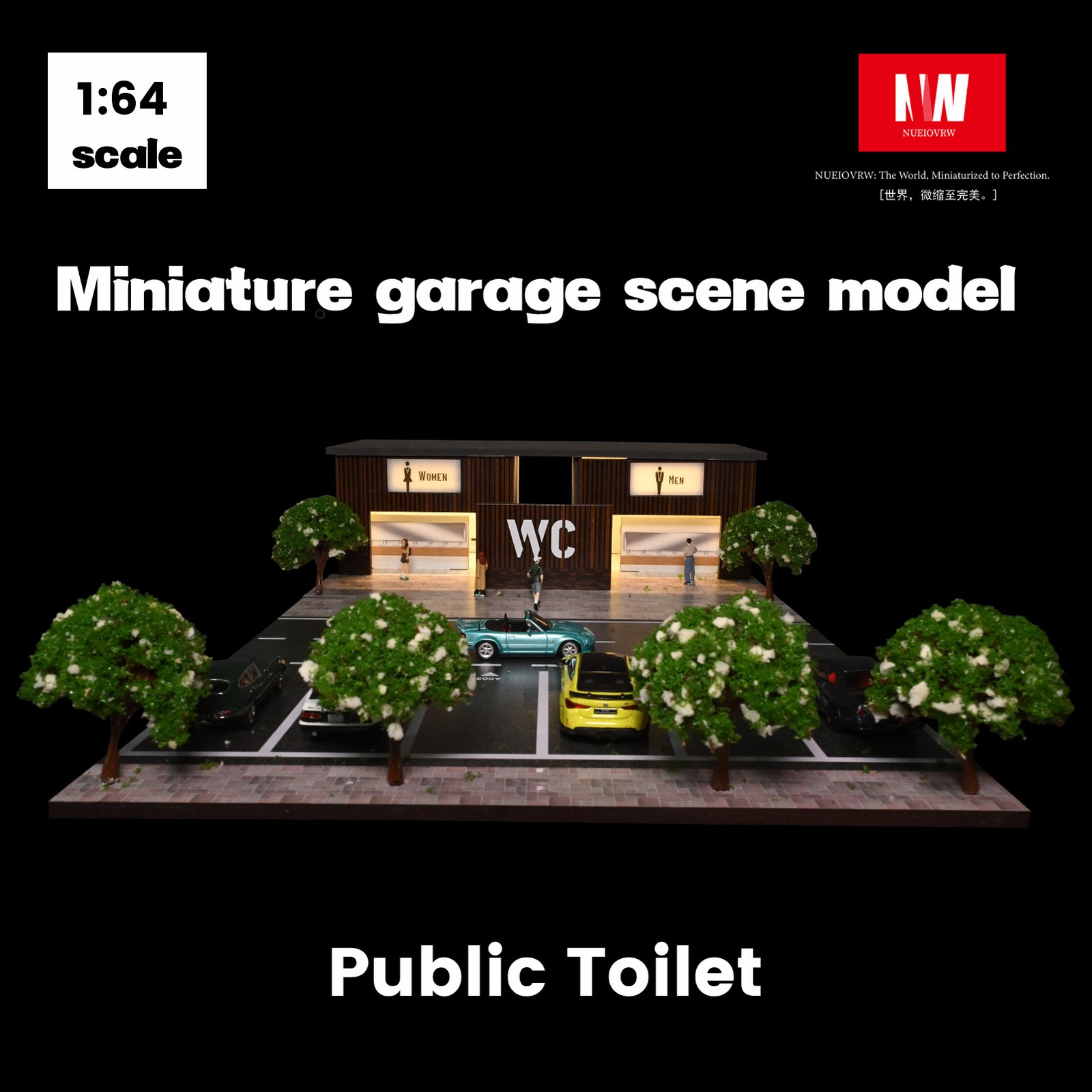 Diorama 1/64 Diecast Car Garage Model LED Street Toilet Building Scene Gifts US