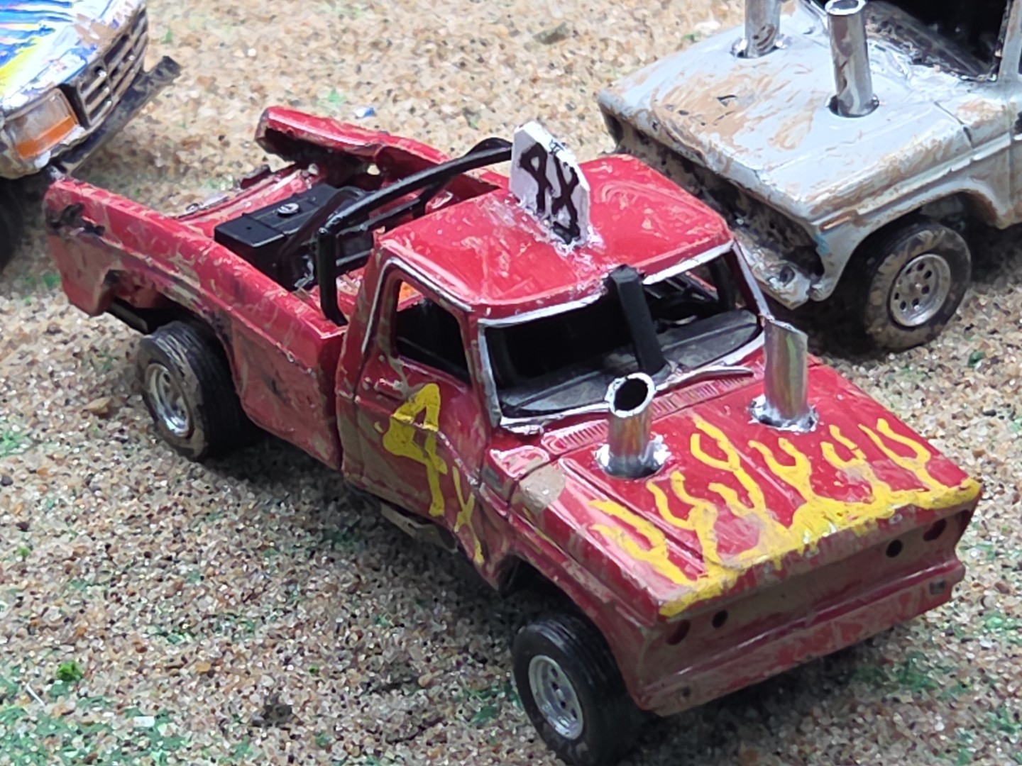 DEMO DERBY CUSTOM DEMOLITION Truck #4X 1979 FORD F150 1/64 Junk Yard RANGER XLT