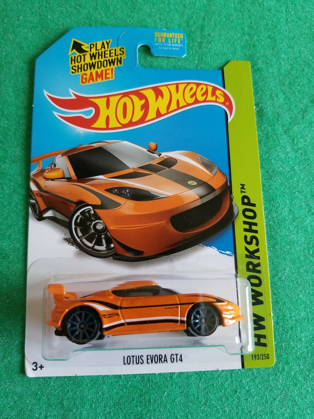 2014 Hot Wheels LOTUS EVORA GT4 Orange 193/250 GREAT CARD All Stars KMART COLOR