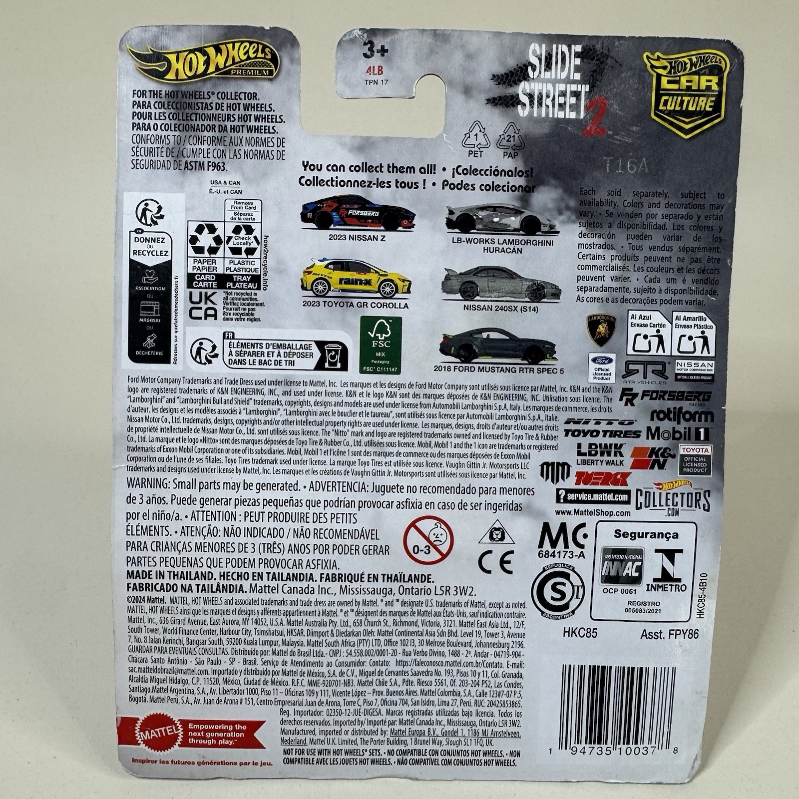 Hot Wheels Premium 2018 Ford Mustang RTR Spec 5 Slide Street 2 FPY86