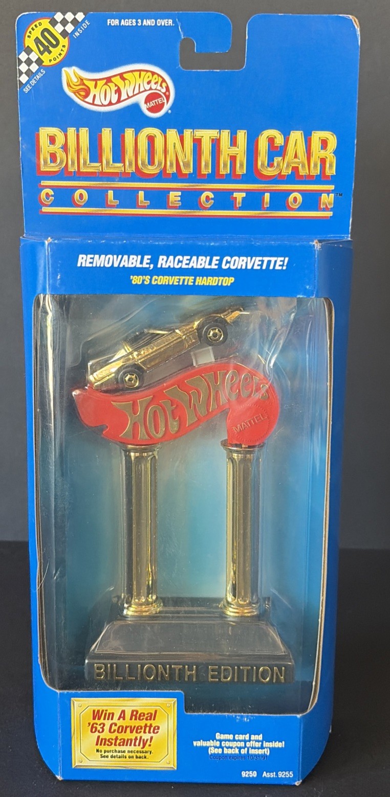1990 Hot Wheels Billionth Car Collection CUSTOM CORVETTE CONVERTIBLE New in Box