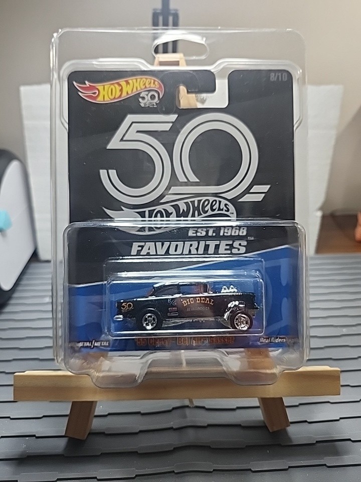 HOTWHEELS CHASE 55 CHEVY BEL AIR 55 GASSER BLACK ( VHTF ) WITH PROTECTOR PICS