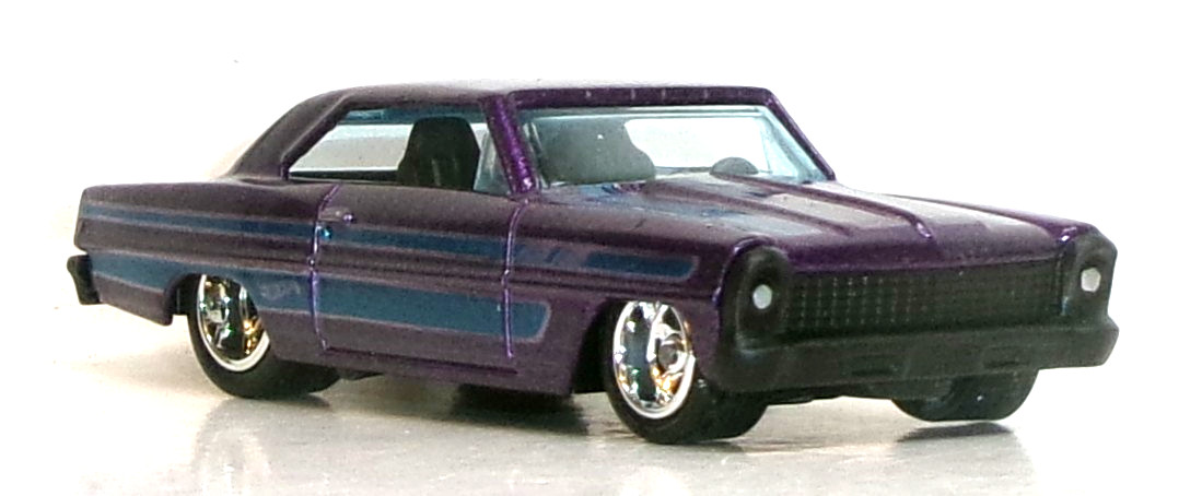 LOOSE 2022 HOT WHEELS 1:64 PURPLE ’66 CHEVY NOVA WHEEL SWAP REAL RIDERS