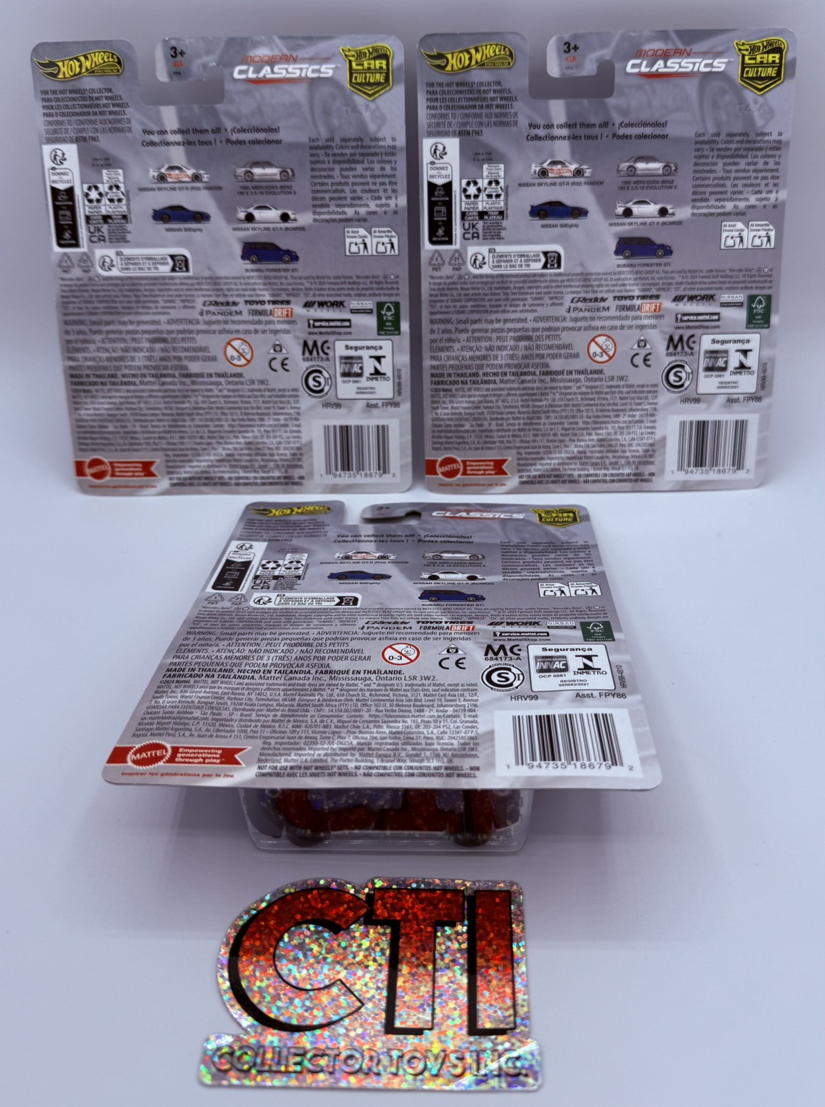 2025 MATTEL HOT WHEELS PREMIUM MODERN CLASSICS NISSAN SKYLINE GT-R BCNR LOT OF 3