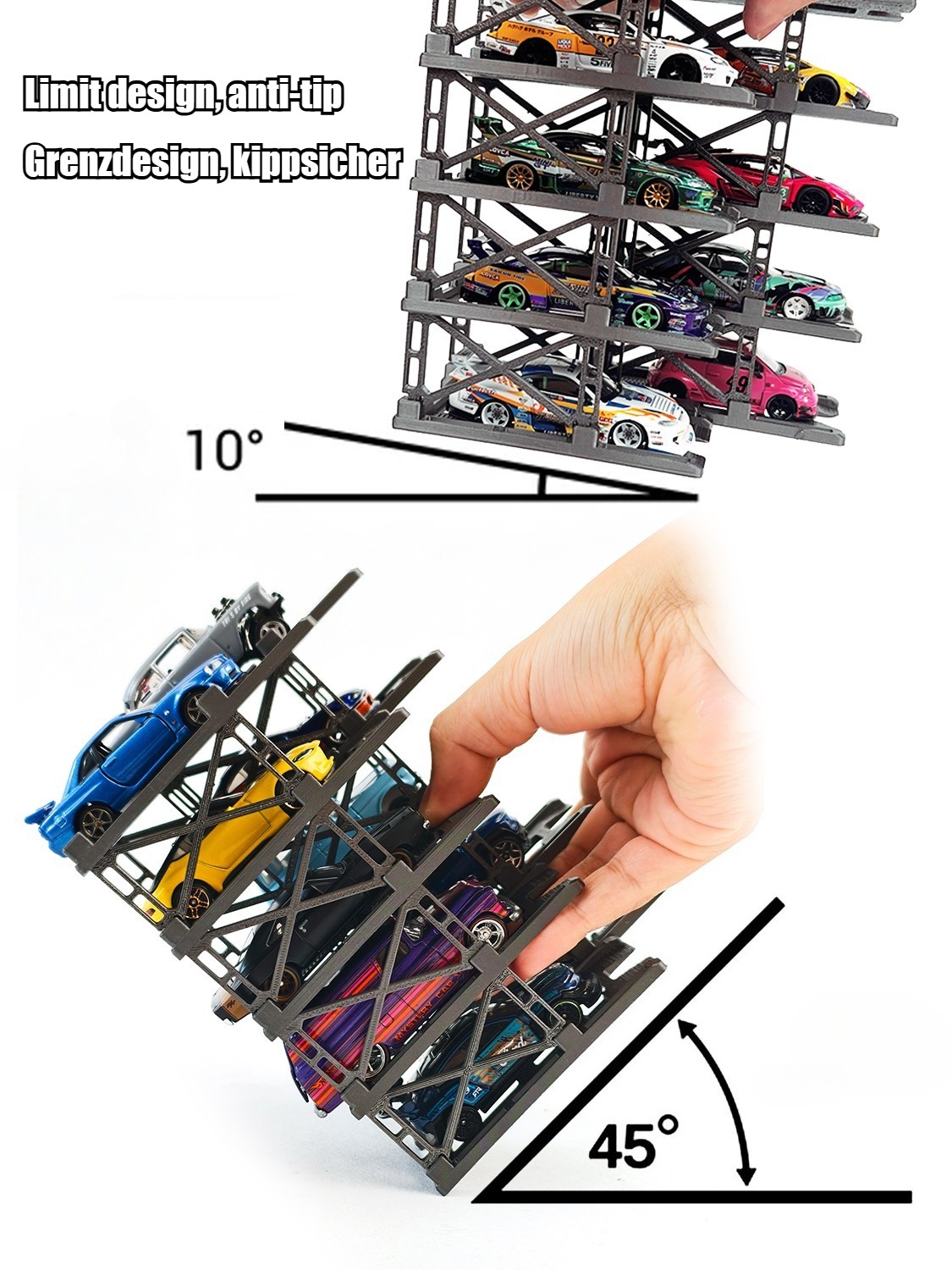 US Diorama 1/64 Parking Rack Model Set Garage Magnetic Acrylic Display Case Gift