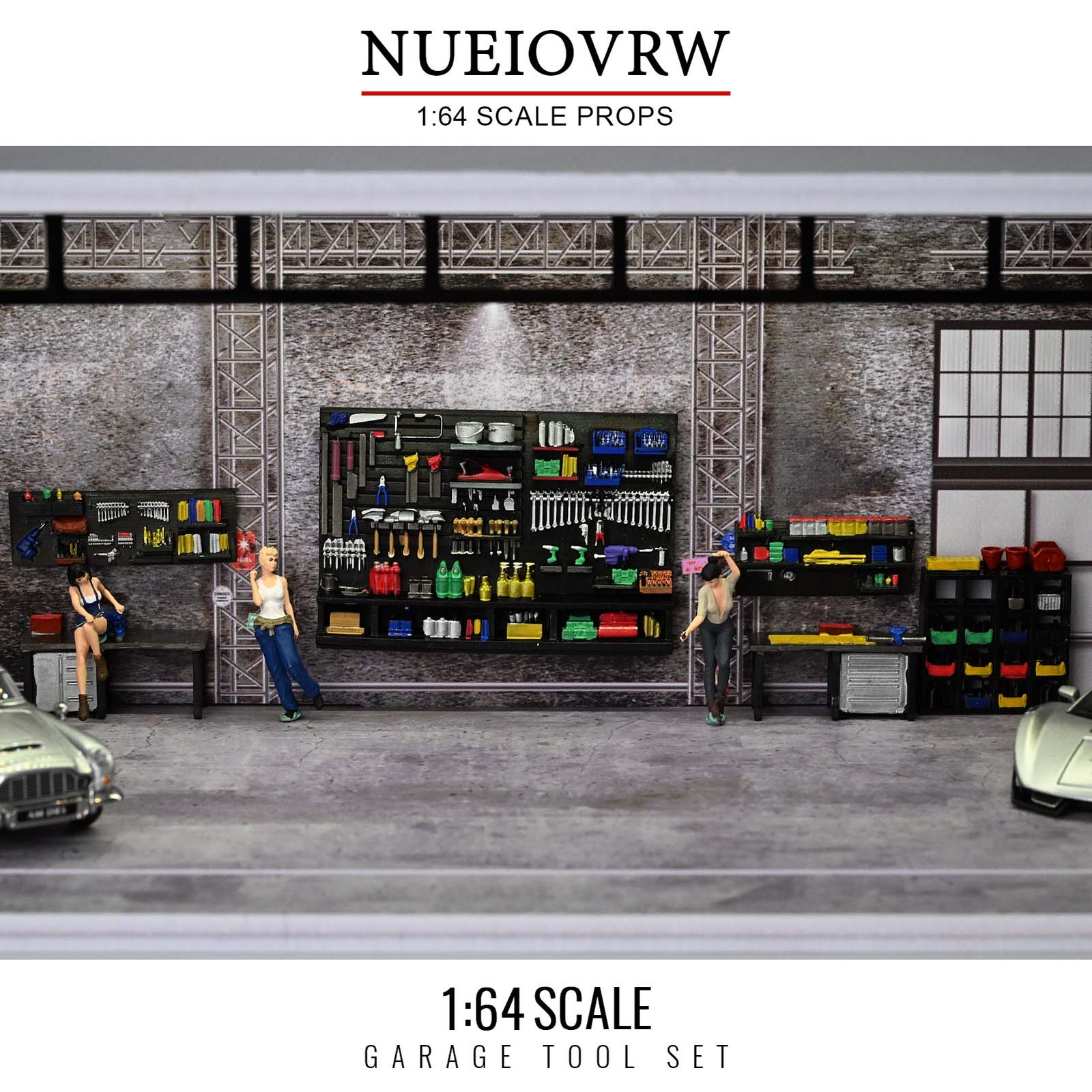 US Diorama 1/64 Car Garage Model Repair Workshop Tuning Scene Tools Accessories