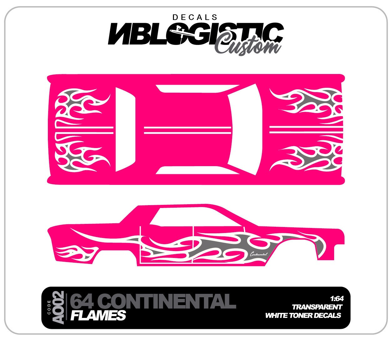 ’64 Lincoln Continental Universal WaterSlide Decal for hot wheels 1/64 Scale 04