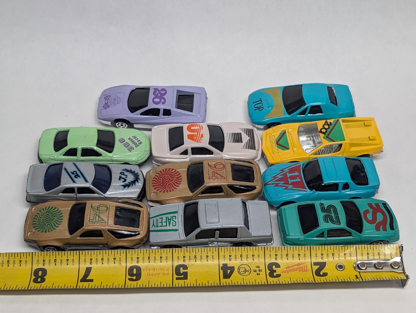 Lot 11 Diecast Toy Cars Mixed Colors Racing Numbers Loose Unbranded China
