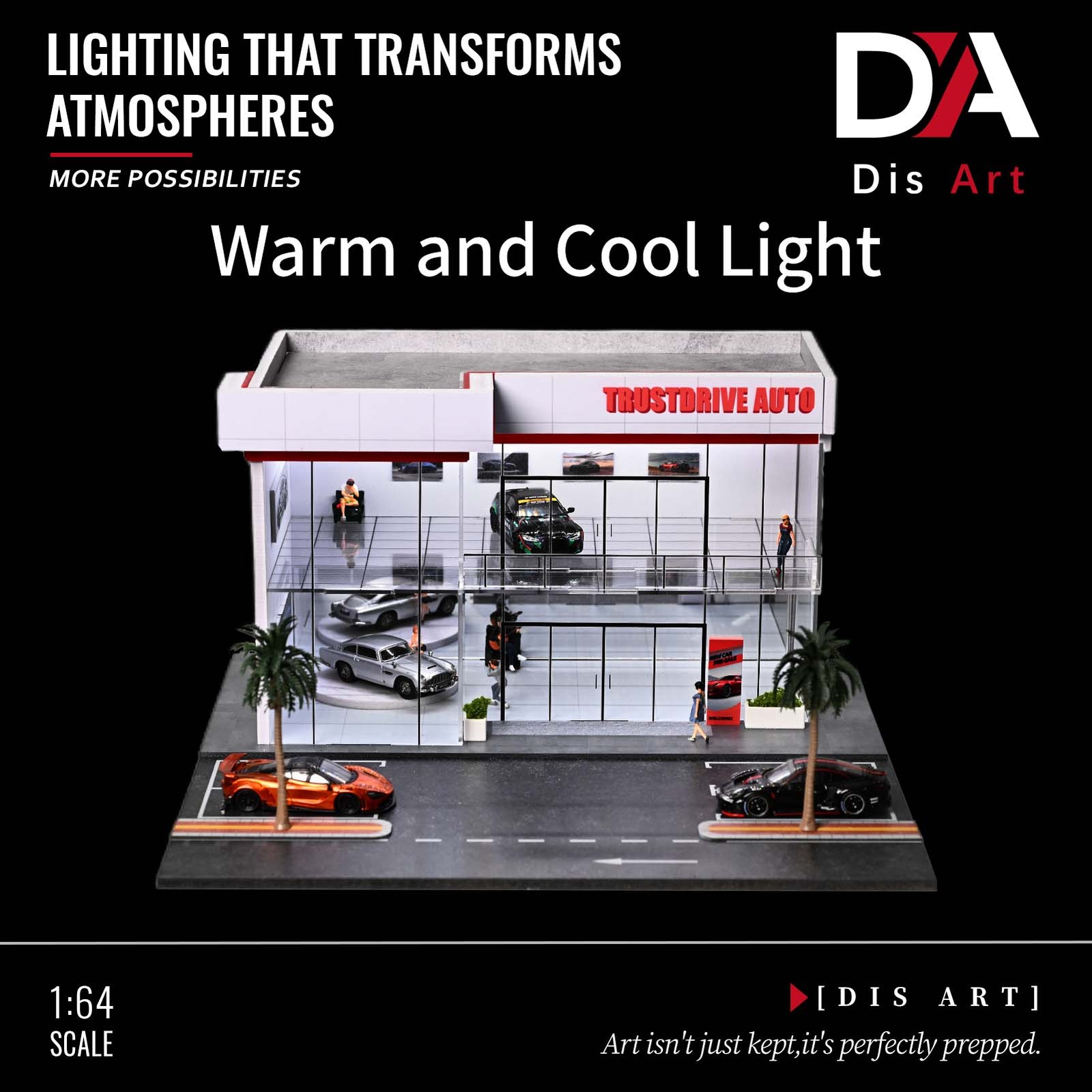 1/64 Diorama 2-Layer Showroom Scene Parking Lot Model LED Light Car Garage Model