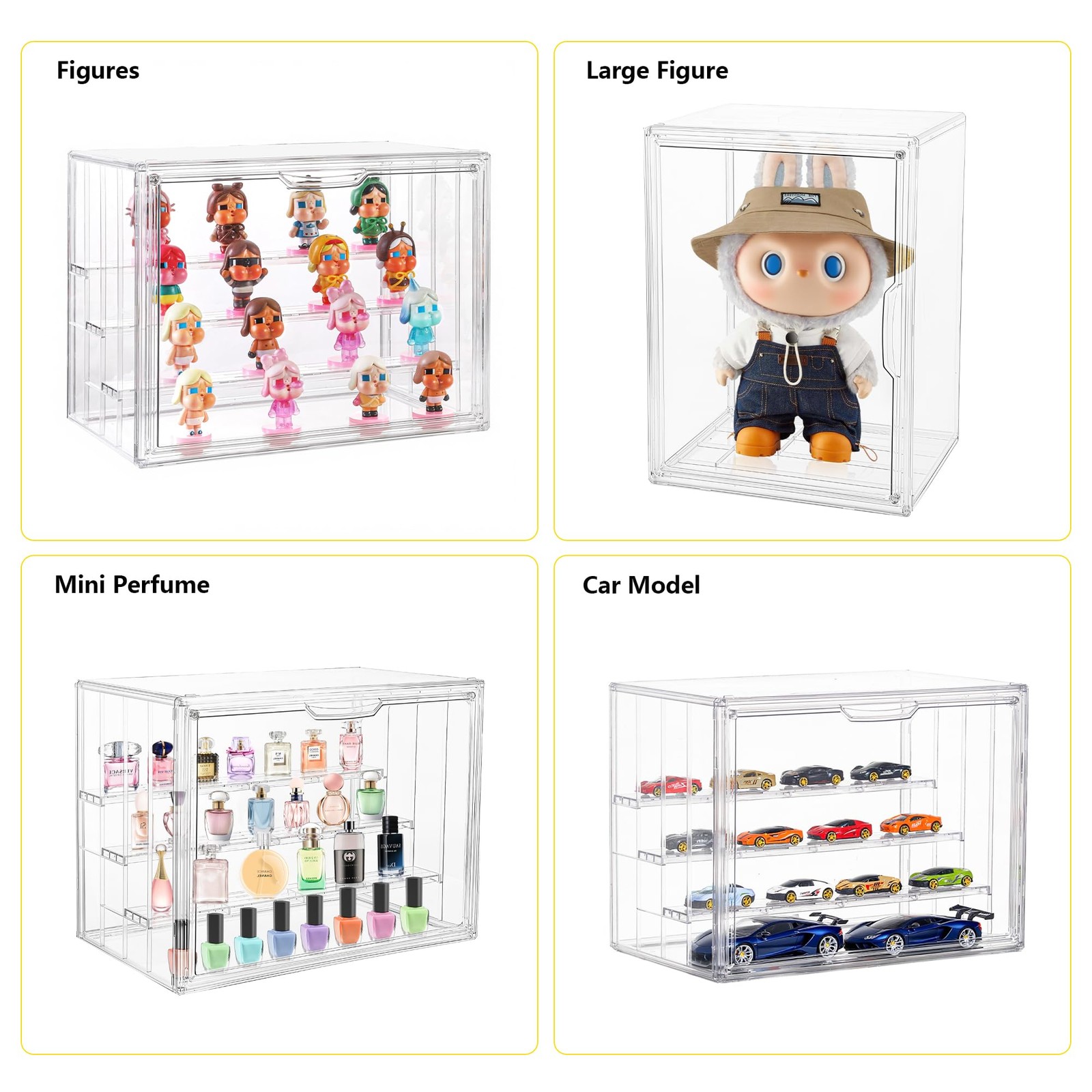 Acrylic Clear Display Case for Collectibles, 4 Layer Large 1-Pack,