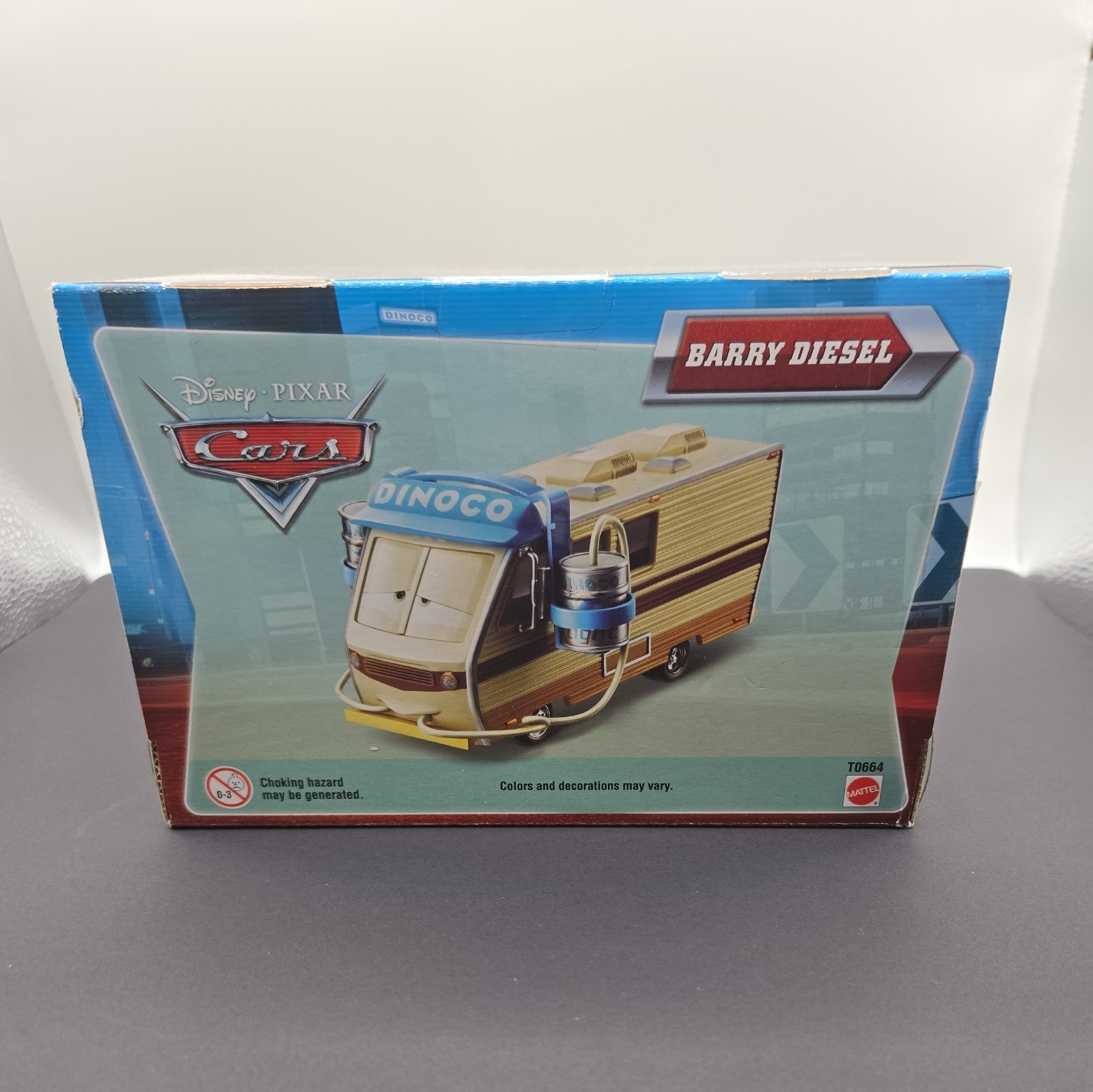 DISNEY CARS BARRY DIESEL RV DINOCO OIL CANS RARE 2010 New Sealed