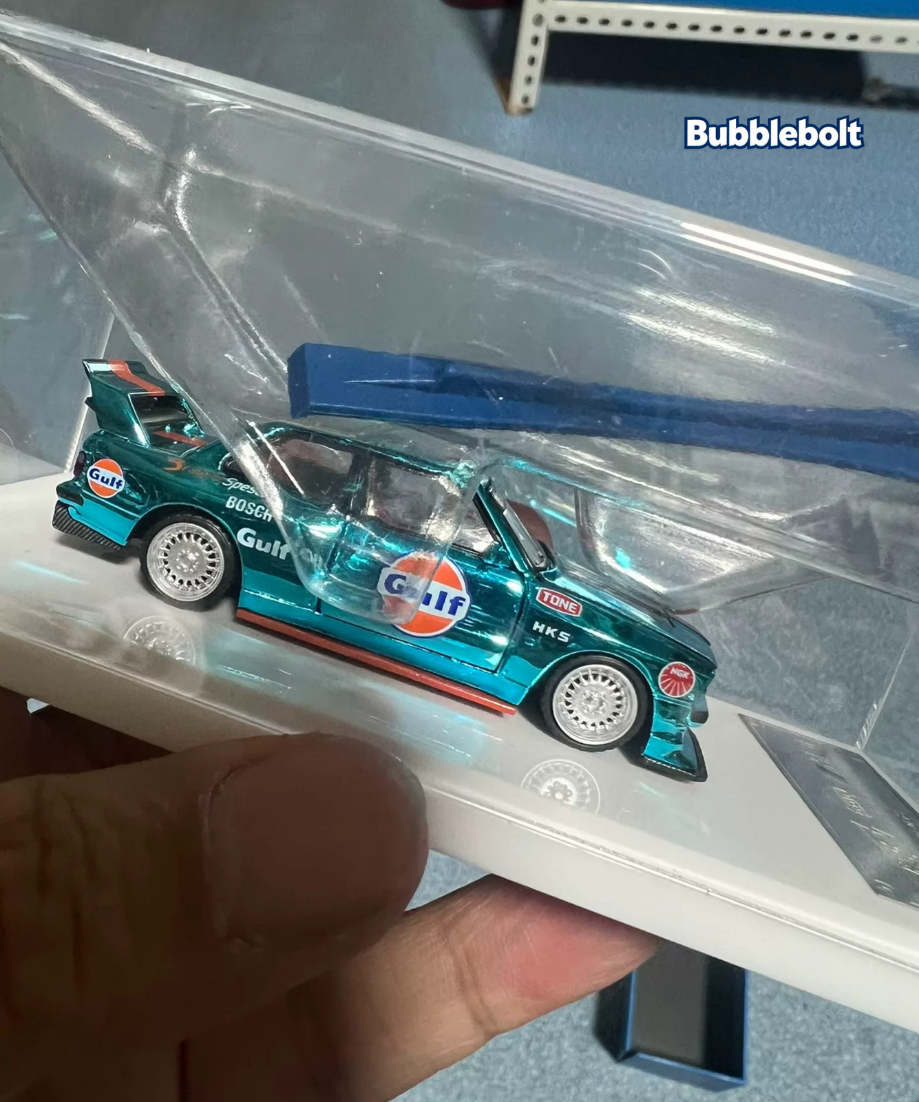 Chase! DK 1:64 Plating Blue Gulf M3 E30 Coupe Open Sports Diecast Model Car