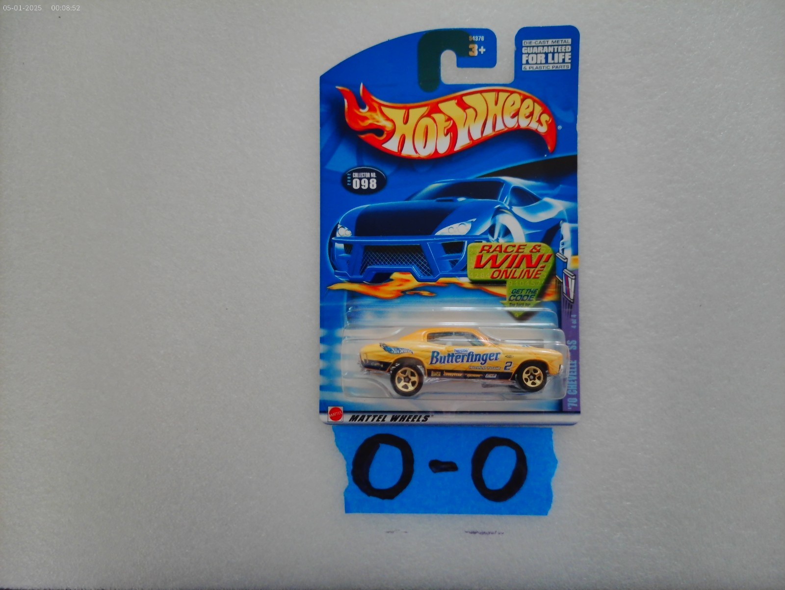 HOT WHEELS 70 CHEVY CHEVELLE SS BUTTERFINGER 1970 YELLOW 4/4 # 098 HW 1:64 O-O