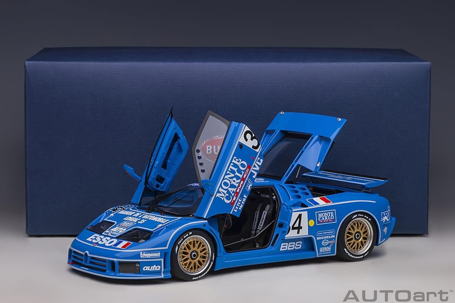 Rare Finished product AUTOart 1/18 Bugatti EB110 SS 1994 #34 Le Mans 24 JP 14005