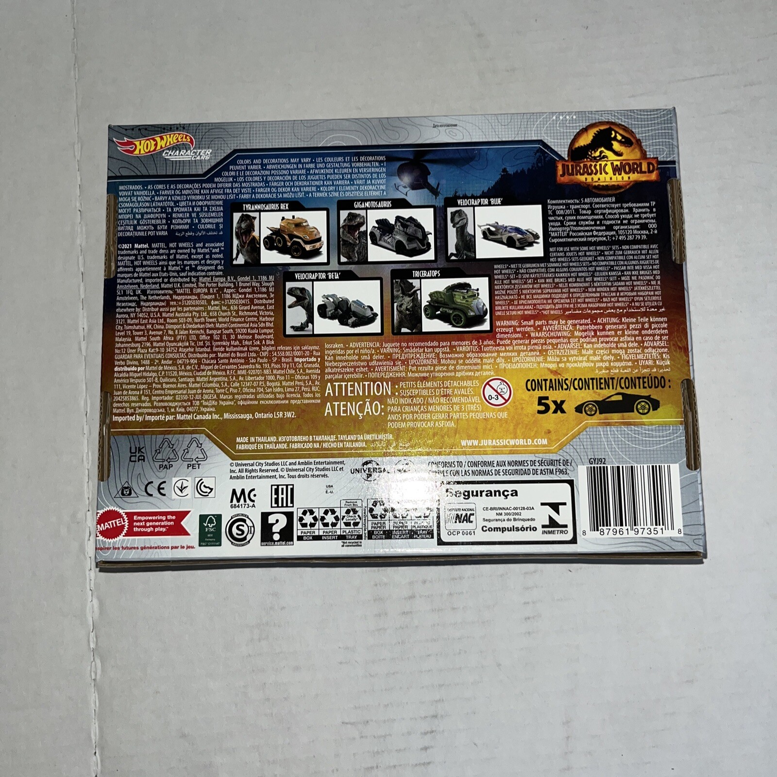 Hot Wheels Jurassic World Dominion 1:64 Car Set – GYJ92