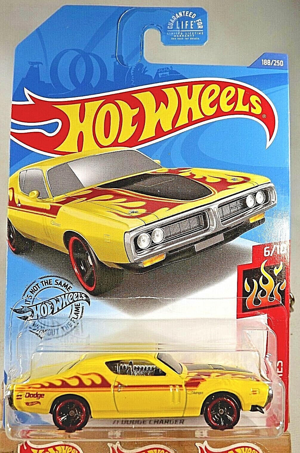 2020 Hot Wheels #188 HW Flames 6/10 ’71 DODGE CHARGER Yellow w/Black MC5 Spokes