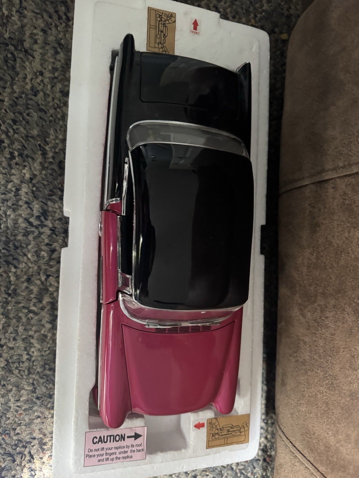 Danbury Mint 1:16 1955 Chevy Bel Air Pro Street Diecast Model Car Black Pink