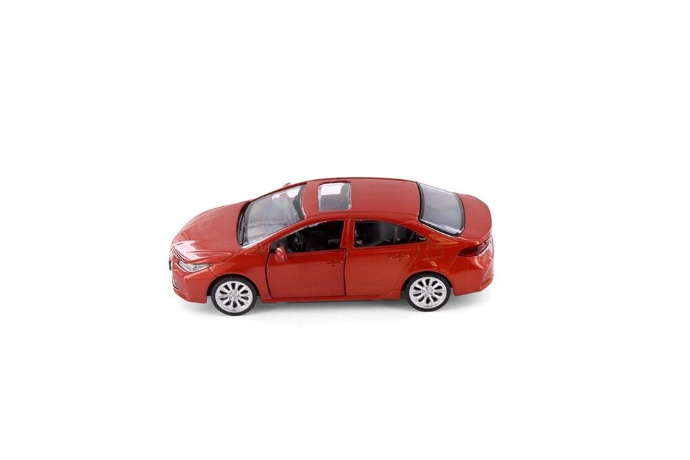 Red Toyota Corolla Diecast Toy with Pullback Action 1/43 Scale 4.25 Inches Long