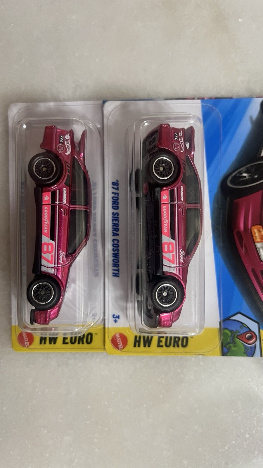 Hot Wheels HW Euro ’87 Ford Sierra Cosworth Pink. Chase lot of 2