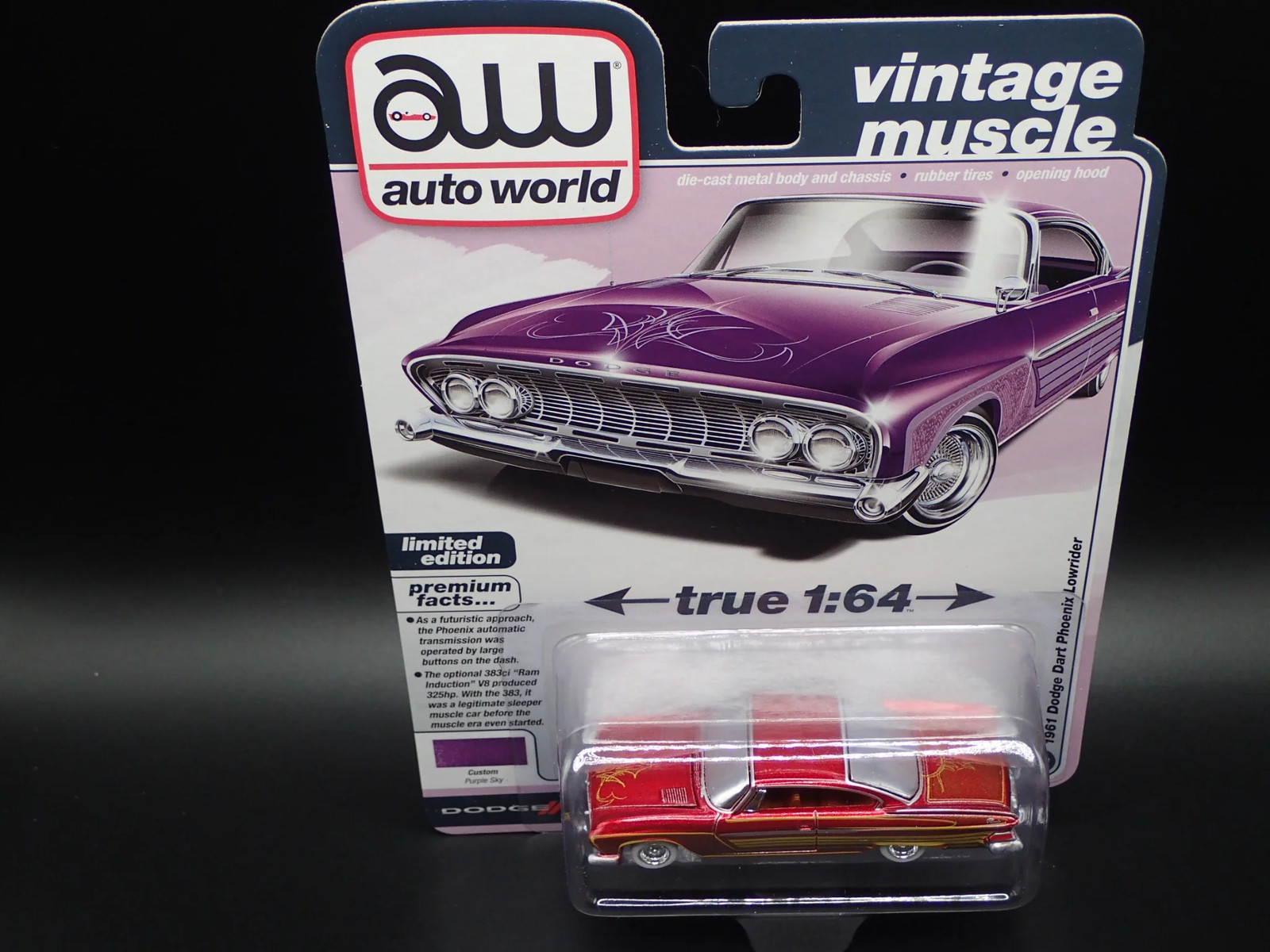 2025 AUTO WORLD ULTRA RED CHASE 1961 DODGE DART PHOENIX VINTAGE MUSCLE 2B