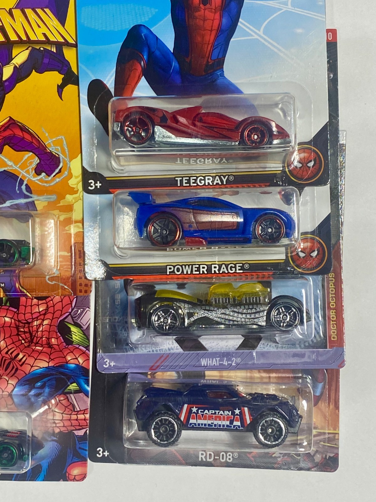 Hot Wheels Marvel Spider-Man an Captain America lot of 10 cars Variety SEALED A1