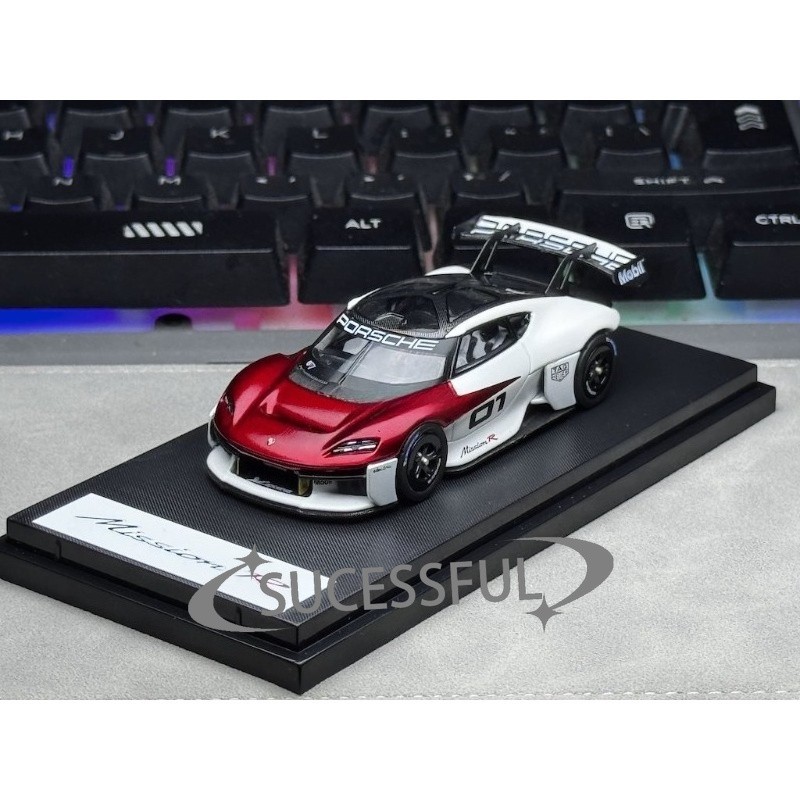 Red #1 Porsche Mission R Karium 1/64 Diecast Metal Collector Display
