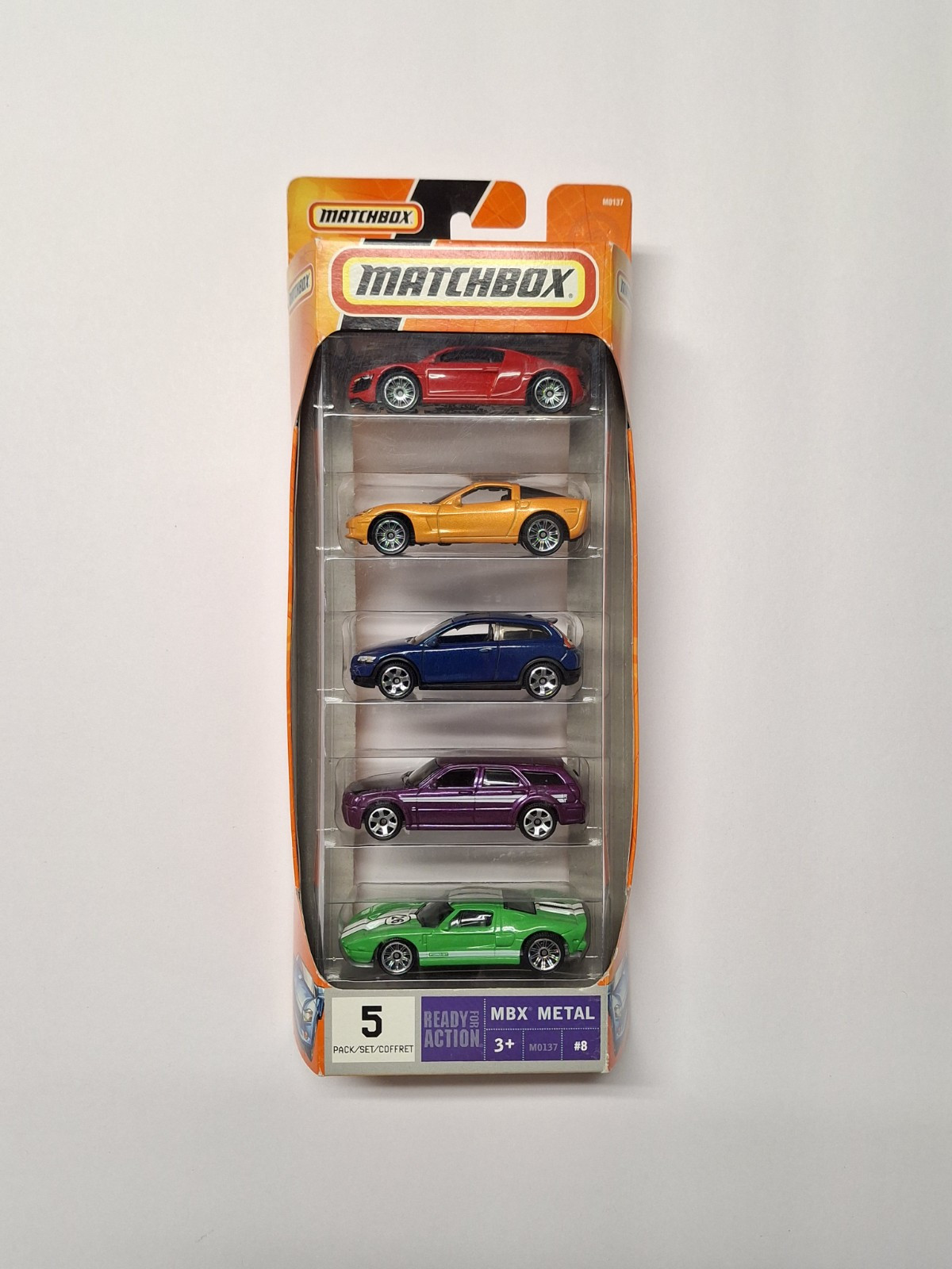 Matchbox 5 Pack. R8, C6, C30, 05 GT, Magnum