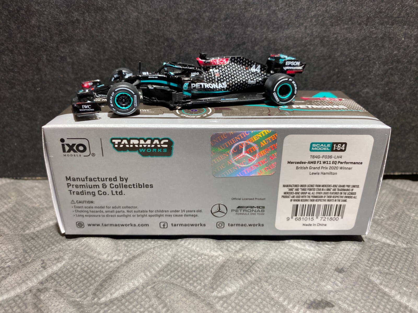 1/64 IXO TARMAC #44 MERCEDES-AMG F1 W11 EQ BRITISH GP 20 WINNER LEWIS HAMILTON