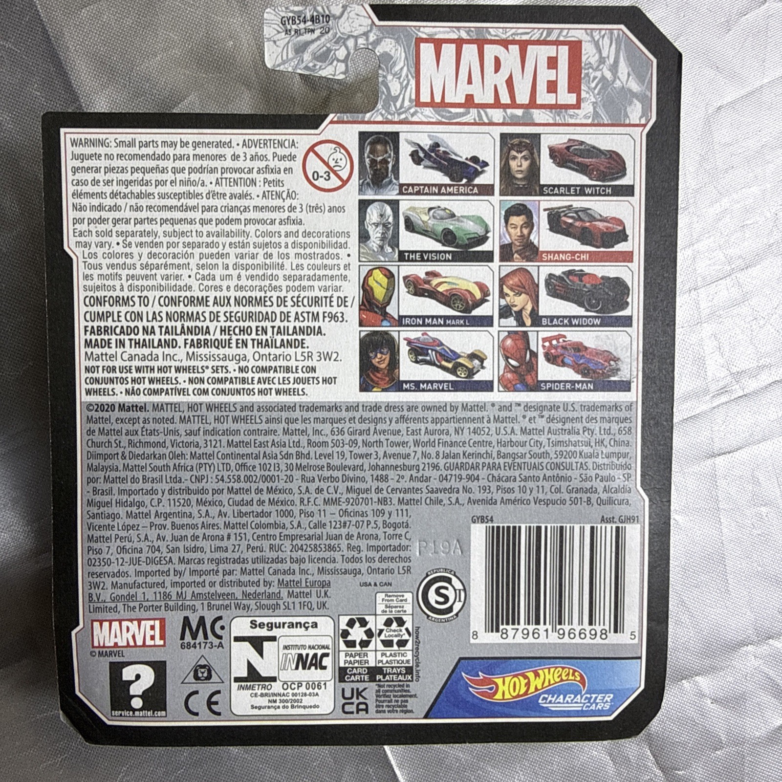 2021 Hot Wheels MARVEL Character Cars Set of 8 New GJH91