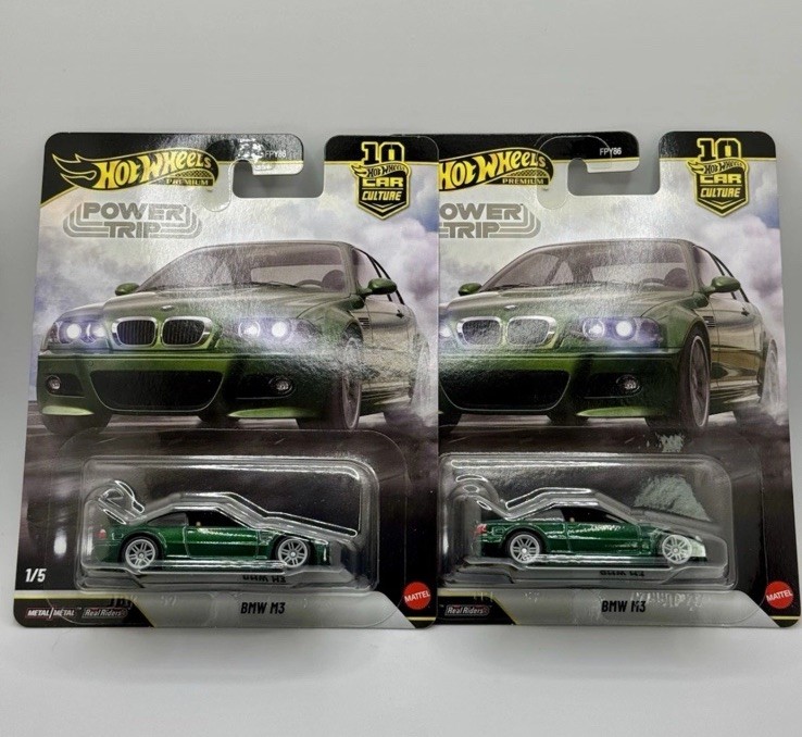 Hot Wheels BMW M3 E46 Green Power Trip FPY86-961 R 1/64 Lot Of 2