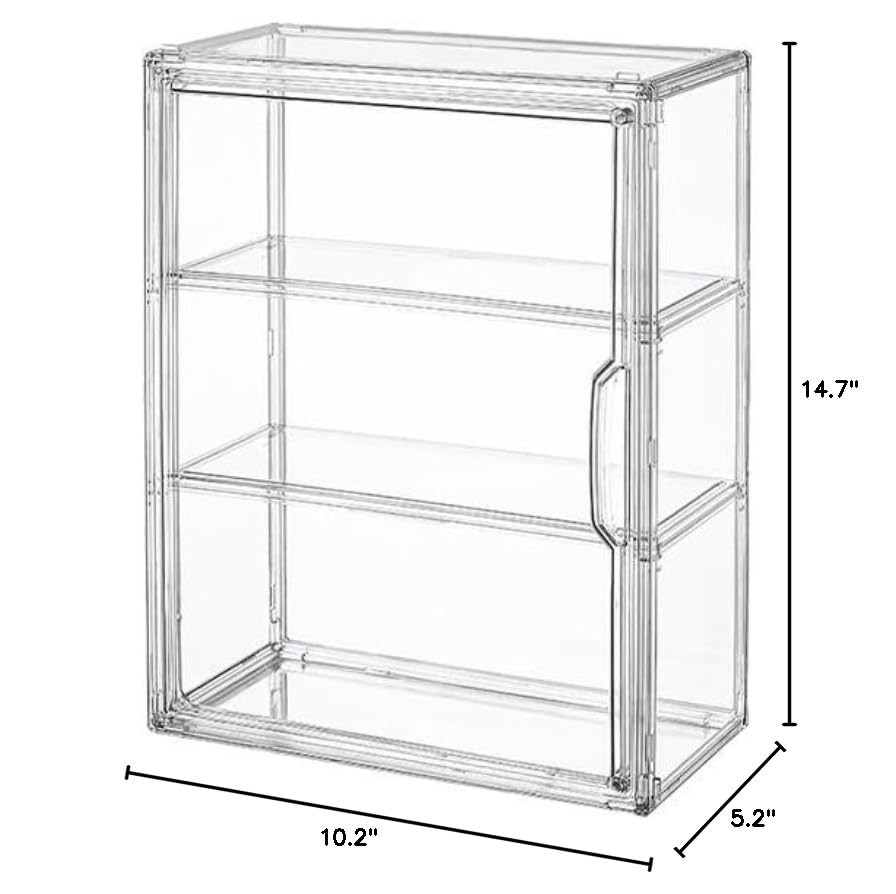 BOHOIDEE 3 Tiers Clear Display Case for Figures, Wall-Mounted Medium,