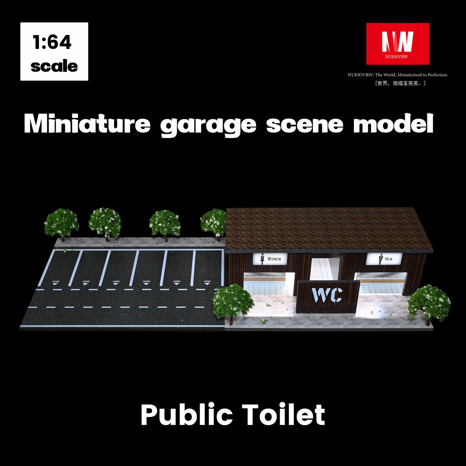 Diorama 1/64 Diecast Car Garage Model LED Street Toilet Building Scene Gifts US