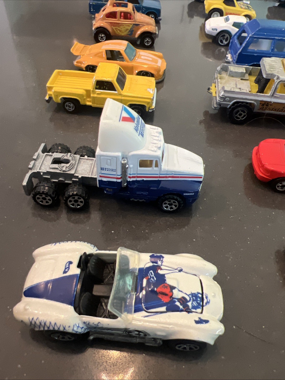 Lot Of 24 Diecast & Plastic Vintage Cars Trucks Mixed Brands See Description