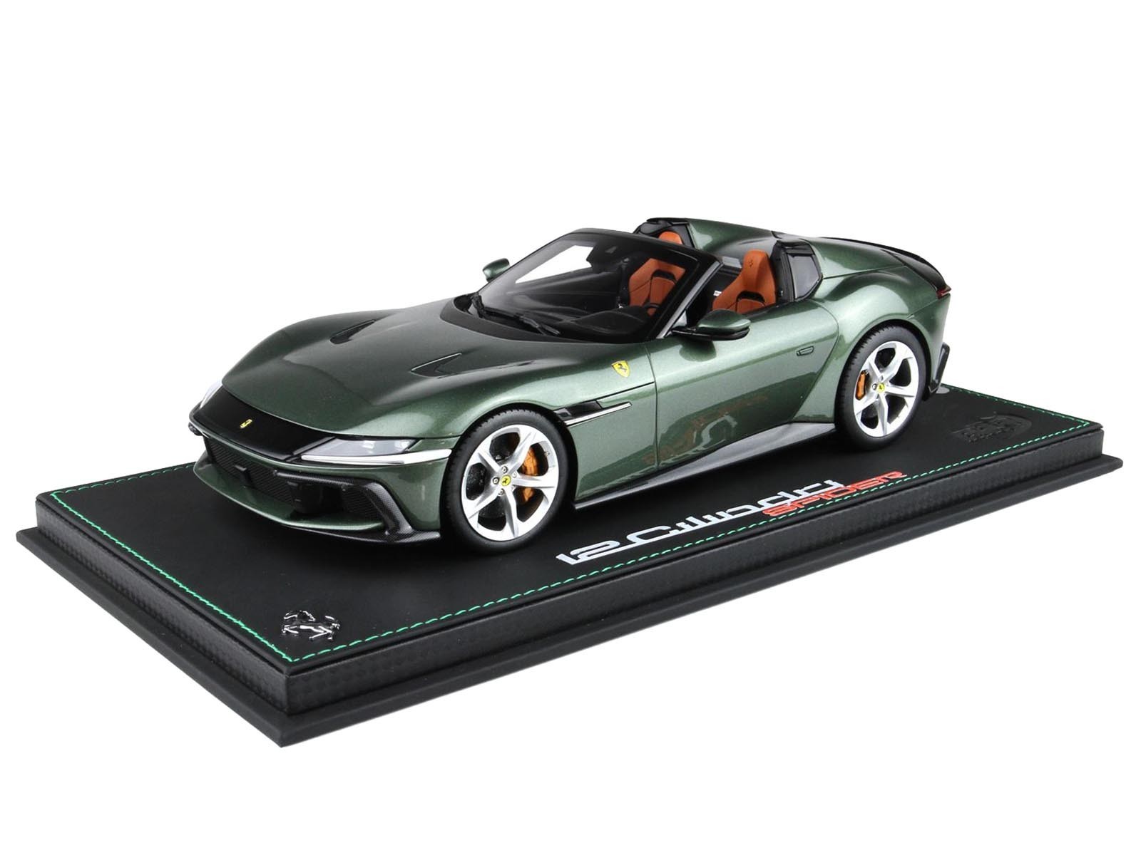 FERRARI 12CILINDRI SPIDER TUSCANY GREEN & DISPLAY CASE 1/18 CAR BY BBR P18251 E