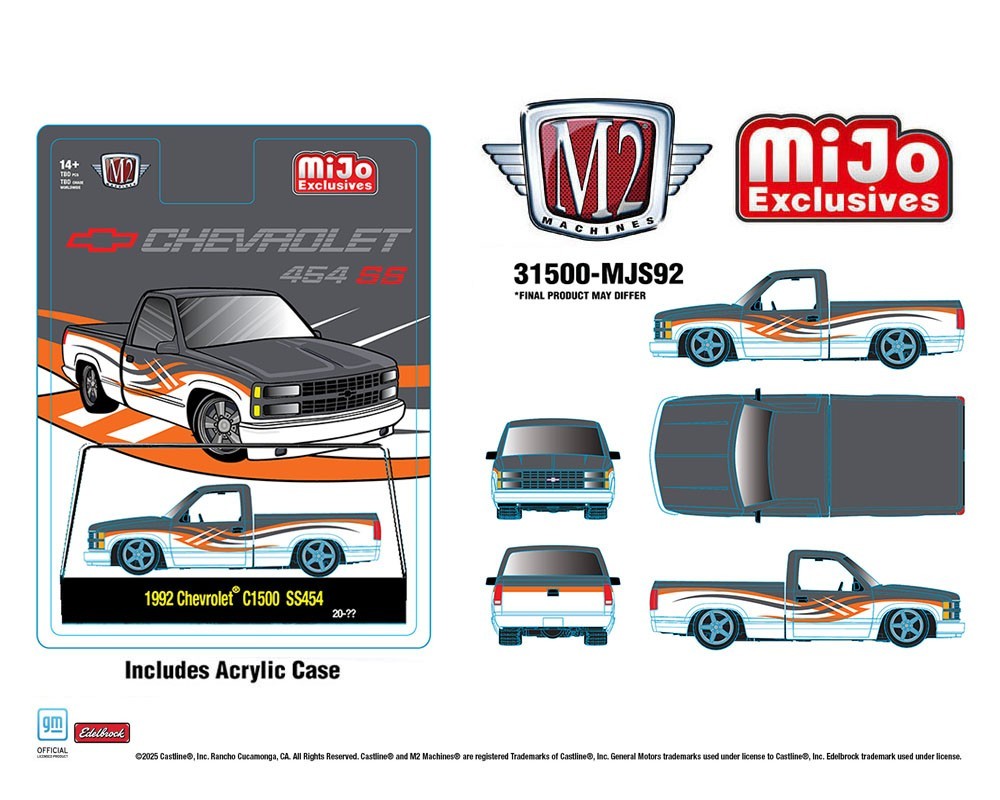 M2 Machines 1:64 1992 Chevrolet C1500 SS 454 Two-Tone White & Grey 31500-MJS92