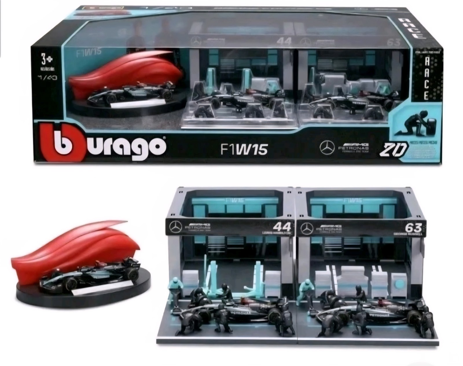 Bburago 1:43 Formula F1 Racing Paddock Set Mercedes