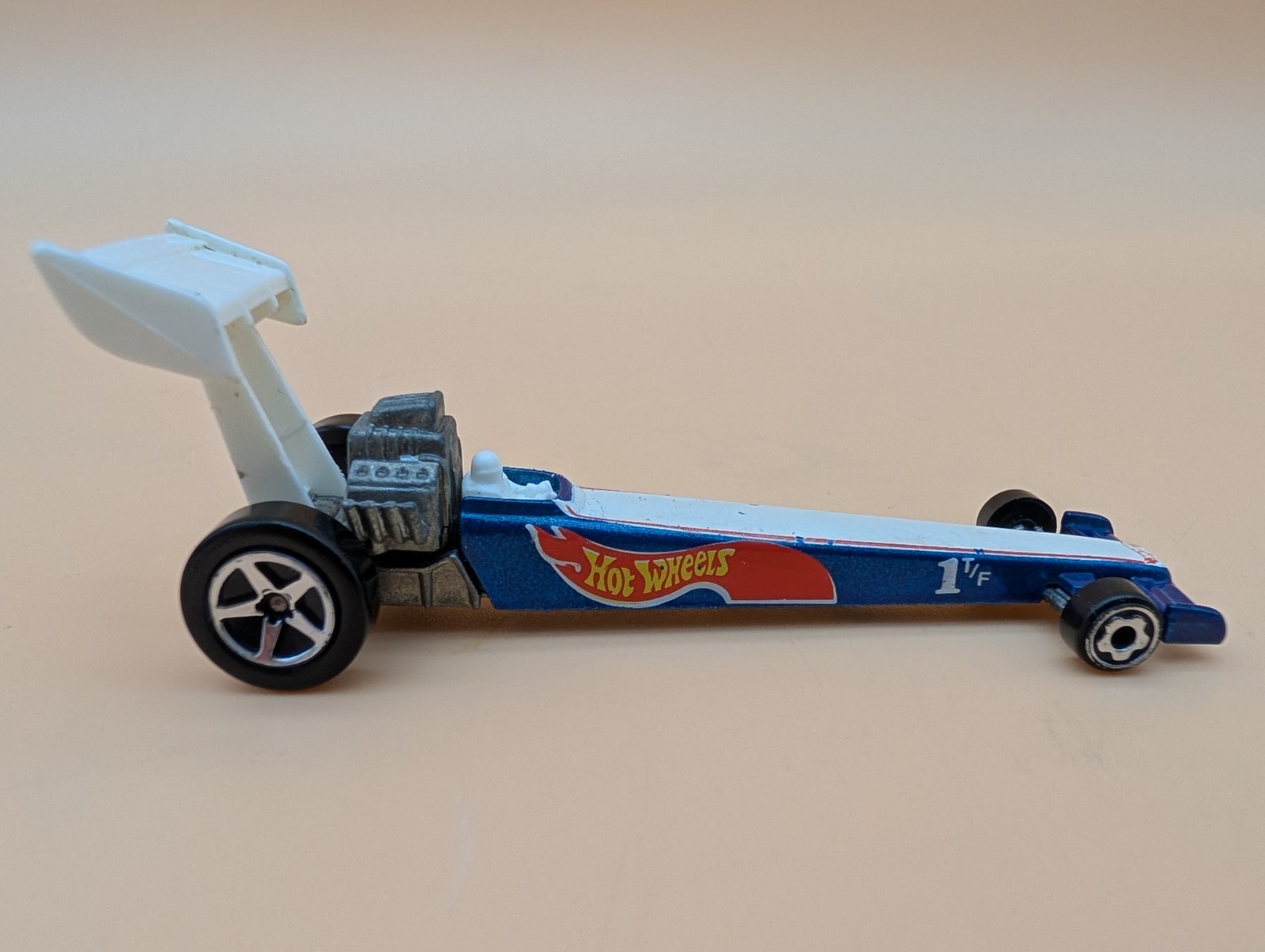 Hot Wheels Blue Race Team Dragster 1T/F w/5 Spoke Wheels Blue 1992 Malaysia