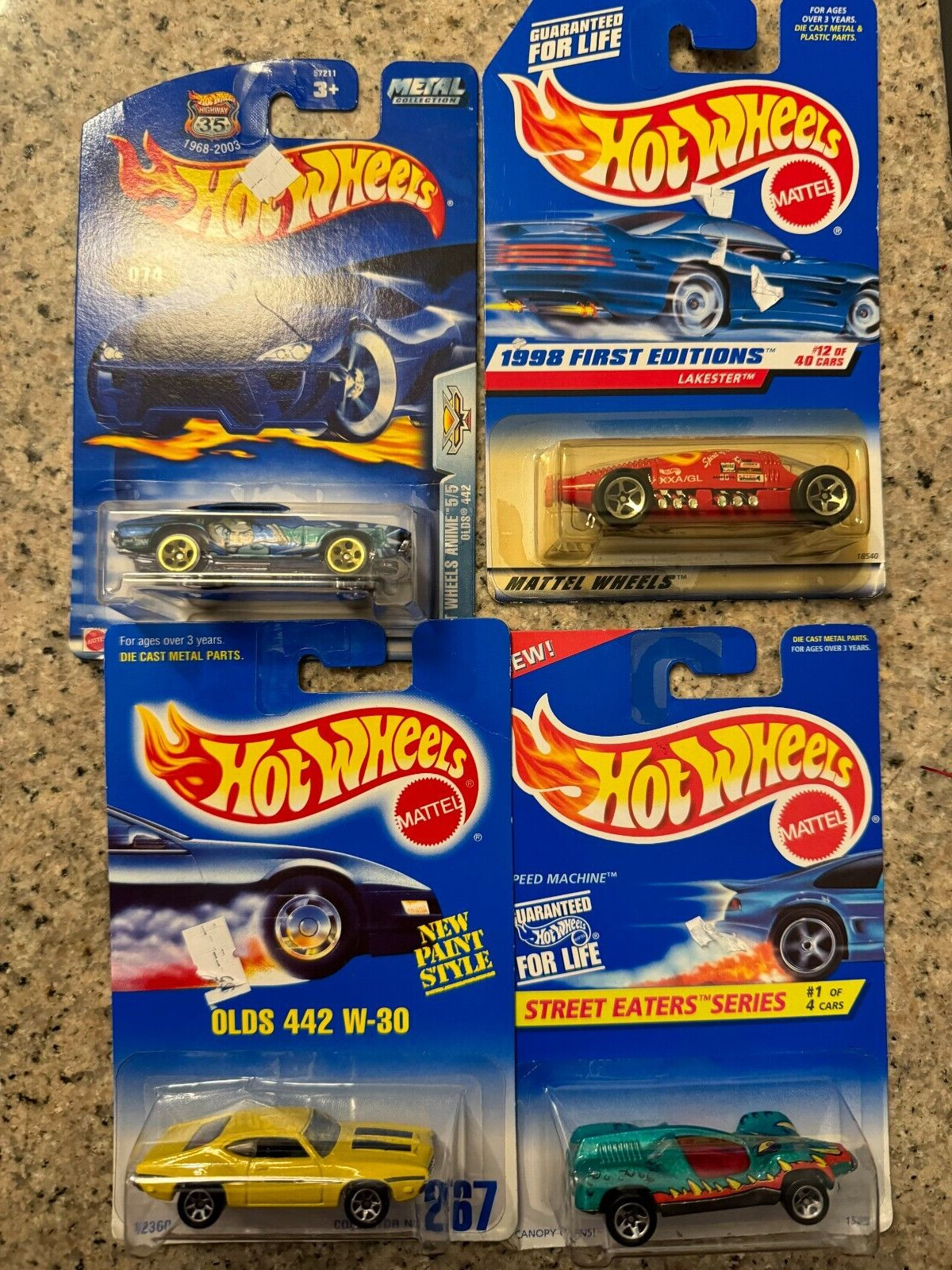 4 Lot Hot Wheels New Olds 442 W 30, 1998 First Editions, Street Eaters