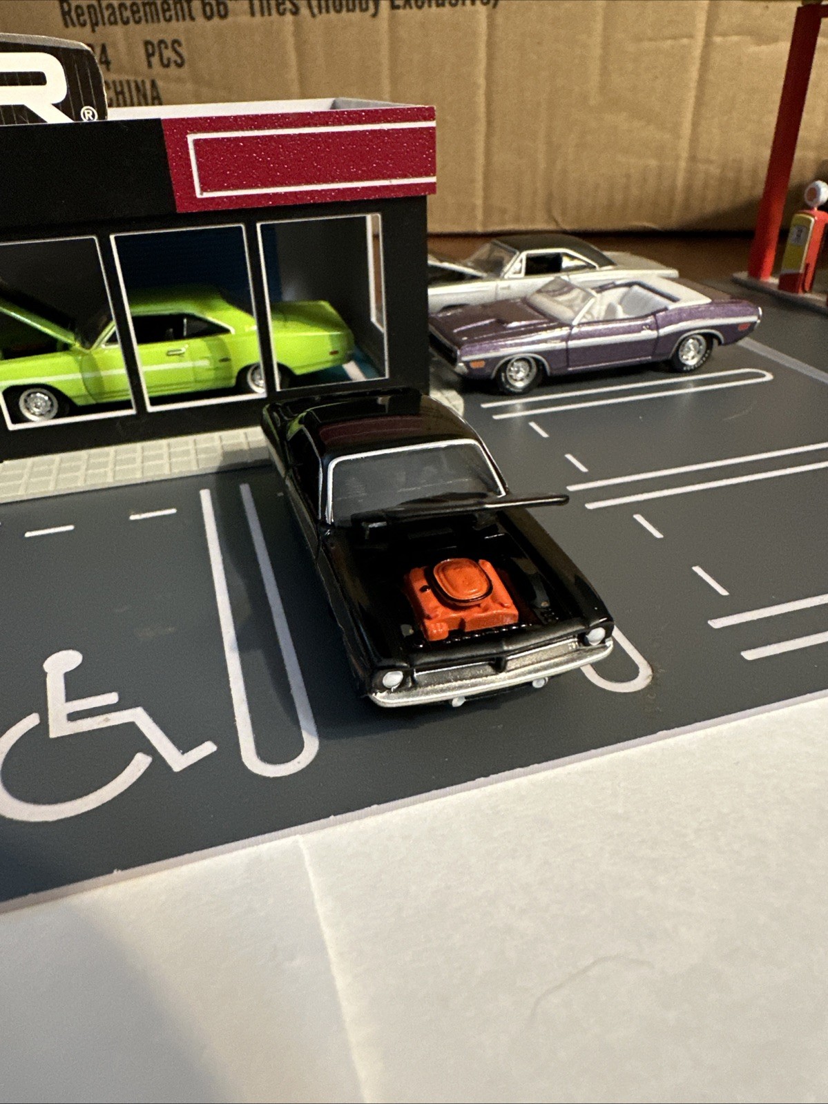 2025 Greenlight 1970 AAR Cuda Black With Stand 1/64 Adult Collectible